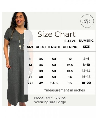 Women's Long T-Shirt Dress Midi Maxi Length Short Sleeves V Neck Split Sides Tunic Loose Flowy Style with Pockets Cobalt $18....