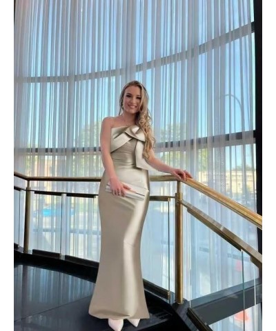 One Shoulder Prom Dress with Bow Long Satin Mother of The Bride Dress Mermaid Formal Party Dress UU44 Burgundy $31.26 Dresses