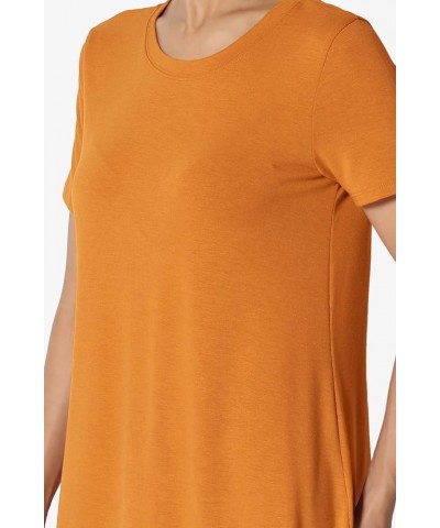 S~3X Basic Crew Neck Shirttail Hem Short Sleeve Top Draped Jersey Tee D. Mustard $10.00 T-Shirts