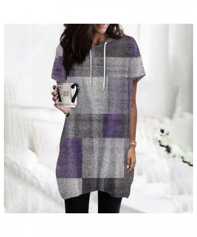 Summer Blouses for Women Hoodies Short Sleeves Solid Color Long Shirts Tops Casual Trendy Blouse Basic Tee 02-purple $5.49 Ho...