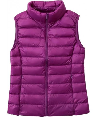 Women's Light Down Jacket Vest, Lightweight Zip Casual Undershirt Jacket Outerwear, Stand Collar Short Down Quilted Vest (Col...