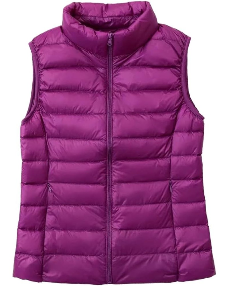 Women's Light Down Jacket Vest, Lightweight Zip Casual Undershirt Jacket Outerwear, Stand Collar Short Down Quilted Vest (Col...