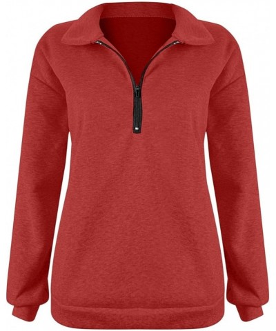 Fall Sweatshirts for Women 2023 Loose fit Hoodies Y2K Casual Drawstring Pullover Tops Long Sleeve with Pockets C-red $10.99 H...