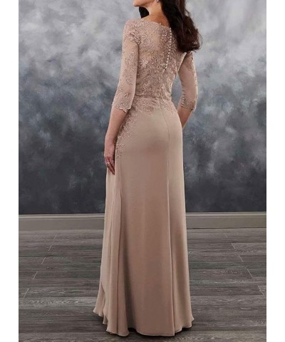 Mother of The Bride Dresses Long Evening Formal Dress 3/4 Sleeve Lace Applique Ruffles Mauve $45.36 Dresses