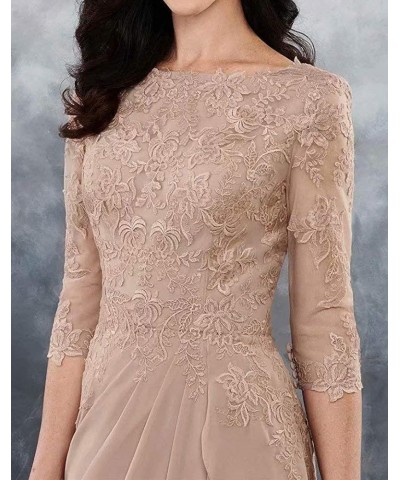 Mother of The Bride Dresses Long Evening Formal Dress 3/4 Sleeve Lace Applique Ruffles Mauve $45.36 Dresses