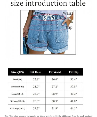 Women Cotton Shorts with Pockets Summer Elastic Waist Drawstring Pull On Comfy Drawstring Linen Shorts 5-sky Blue $19.13 Shorts