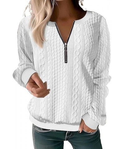 Pullover Sweatshirt for Womens,Womens Oversized Half Zip Pullover Long Sleeve Sweatshirt Quarter Zip Trendy Hoodie A-white $1...