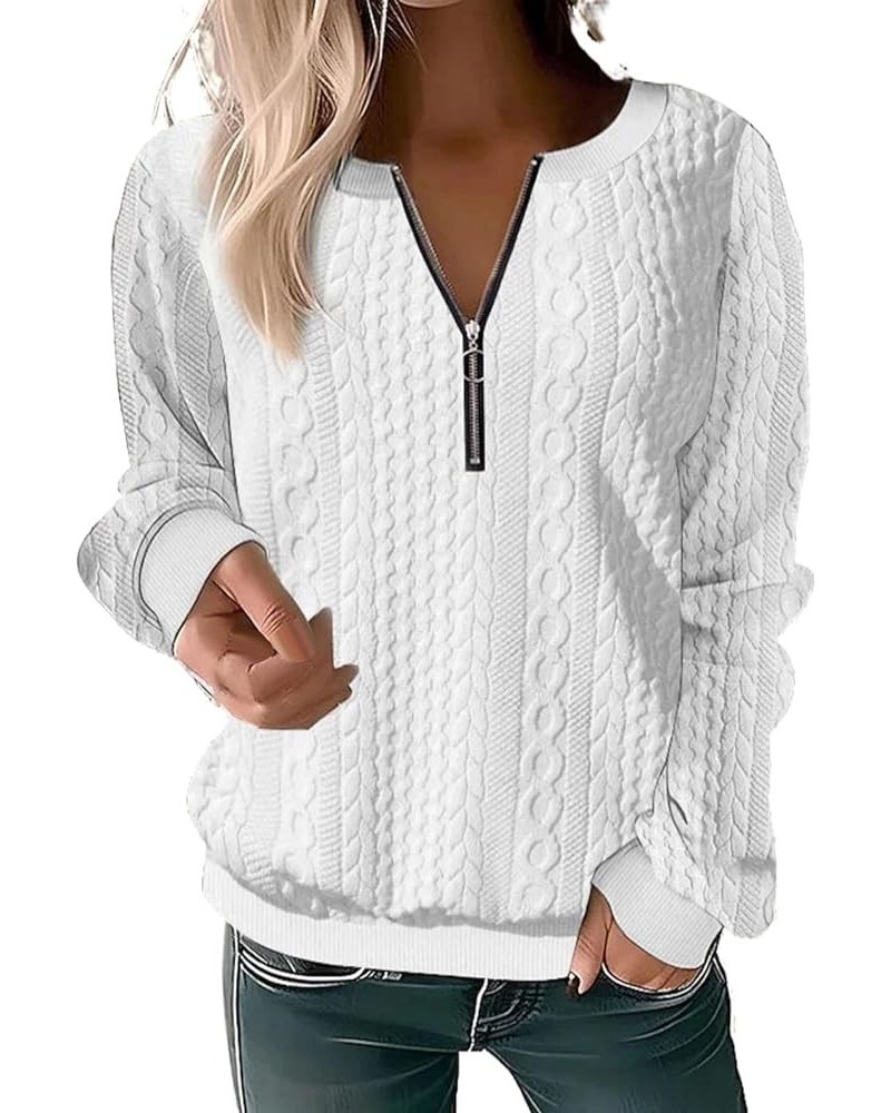 Pullover Sweatshirt for Womens,Womens Oversized Half Zip Pullover Long Sleeve Sweatshirt Quarter Zip Trendy Hoodie A-white $1...