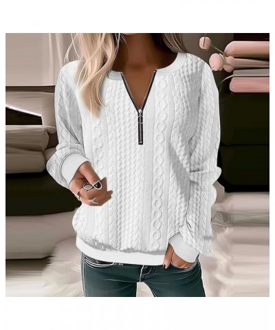 Pullover Sweatshirt for Womens,Womens Oversized Half Zip Pullover Long Sleeve Sweatshirt Quarter Zip Trendy Hoodie A-white $1...