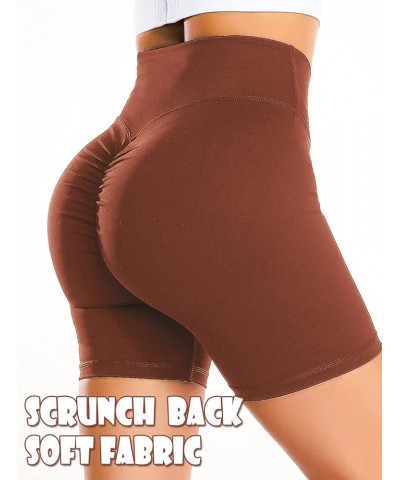 Women Tick Tock Booty Biker Shorts Butt Lifting High Waist Anti Cellulit Athletic Workout Leggings 1 Cross Waist Ruched Coffe...