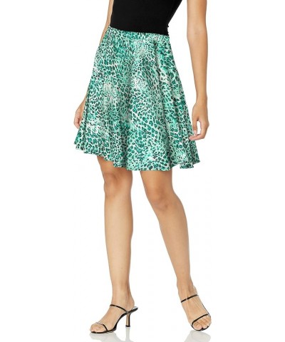 Women's Full Short Ponte Knit Skater Jade Leopard $10.70 Skirts