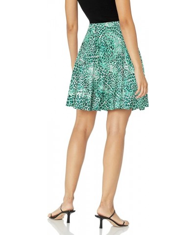 Women's Full Short Ponte Knit Skater Jade Leopard $10.70 Skirts