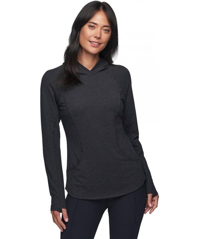 Active Women's Fashion Yoga Lightweight Long Sleeve Pullover Hoodie Top Heathered Black $19.41 Activewear