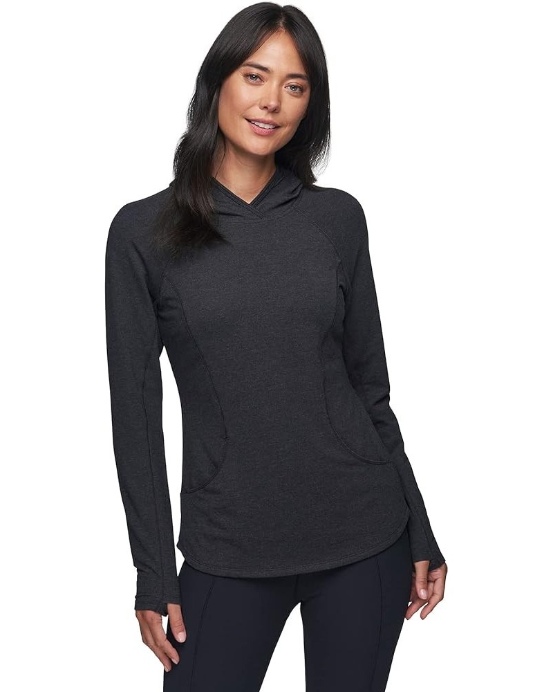 Active Women's Fashion Yoga Lightweight Long Sleeve Pullover Hoodie Top Heathered Black $19.41 Activewear