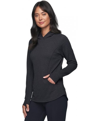 Active Women's Fashion Yoga Lightweight Long Sleeve Pullover Hoodie Top Heathered Black $19.41 Activewear