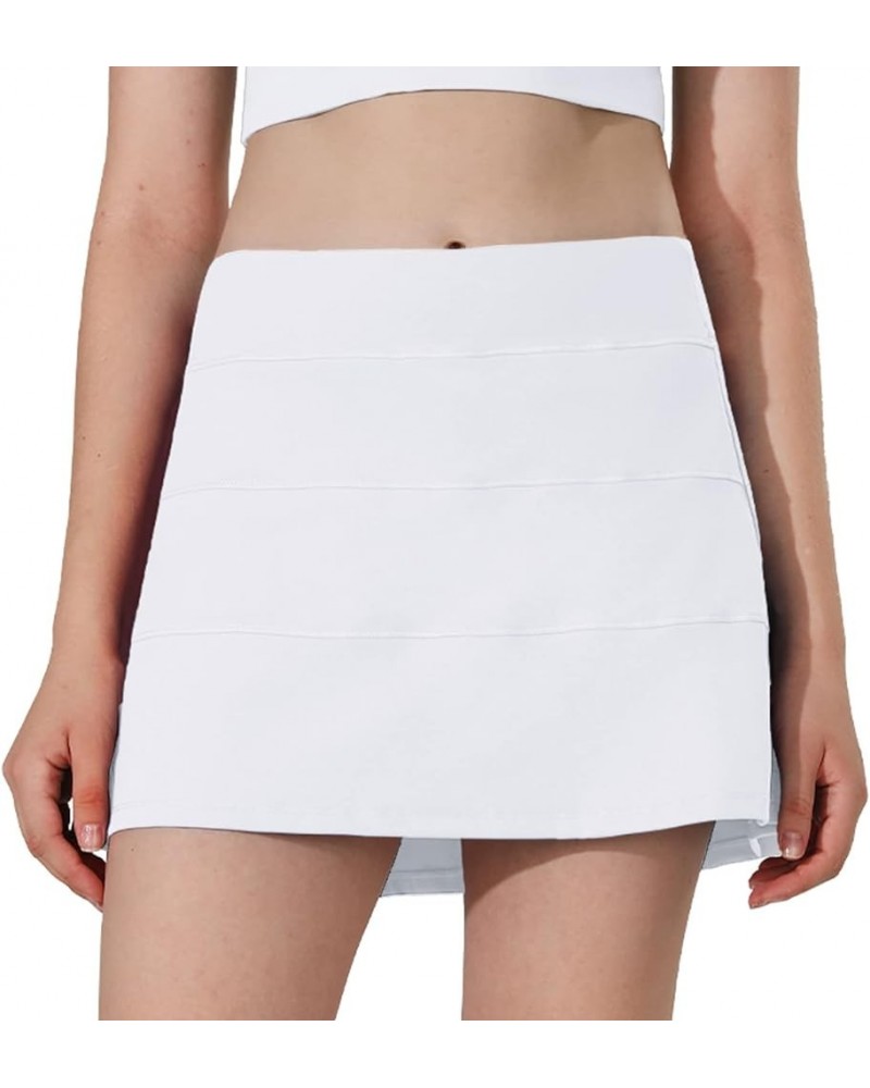 Athletic Tennis Golf Skorts Skirts for Women with Pocket Workout Running Sports Pleated Skirts Casual White-long $22.22 Skirts