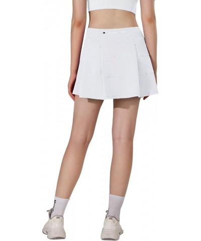 Athletic Tennis Golf Skorts Skirts for Women with Pocket Workout Running Sports Pleated Skirts Casual White-long $22.22 Skirts