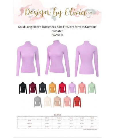 Women's Solid Long Sleeve Turtleneck Slim Fit Ultra Stretch Comfort Sweater Rust $10.27 Sweaters