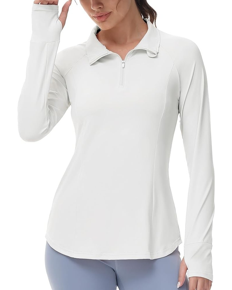 Womens UPF 50+ UV Sun Shirts Long Sleeve Workout Polo Shirt Outdoor Tops Quick Dry Lightweight for Golf Tennis White $16.80 S...