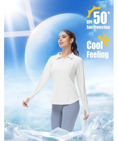 Womens UPF 50+ UV Sun Shirts Long Sleeve Workout Polo Shirt Outdoor Tops Quick Dry Lightweight for Golf Tennis White $16.80 S...