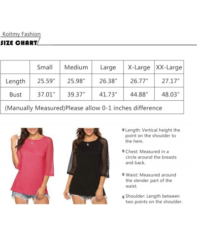 Women's 3/4 Raglan Lace Sleeve Crewneck Blouses T-Shirt Tunics Tops Lilac $12.95 Tops