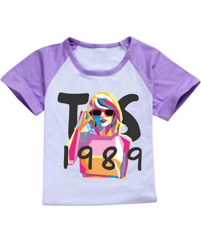 Girls Shorts Set Shirts for Women Unisex Crewneck T-shirts Cute Y2K Tops Teen Girls/Boys Short Tees+Long Pants 5-purple $8.83...