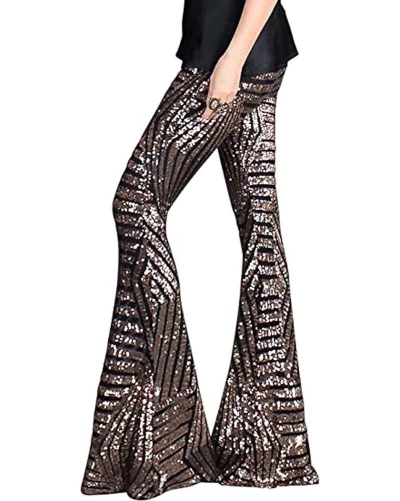 Womens Black Sequin Bling Legging Joggers Pencil Pants with Drawstring Z-brown $25.24 Activewear