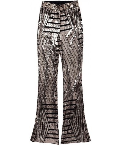 Womens Black Sequin Bling Legging Joggers Pencil Pants with Drawstring Z-brown $25.24 Activewear