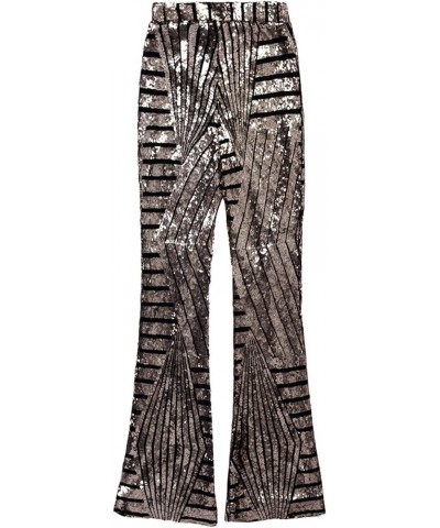 Womens Black Sequin Bling Legging Joggers Pencil Pants with Drawstring Z-brown $25.24 Activewear