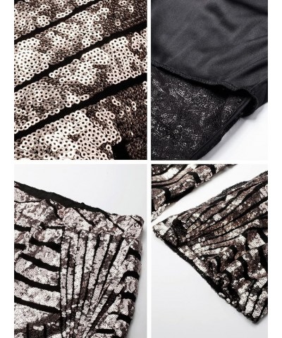 Womens Black Sequin Bling Legging Joggers Pencil Pants with Drawstring Z-brown $25.24 Activewear