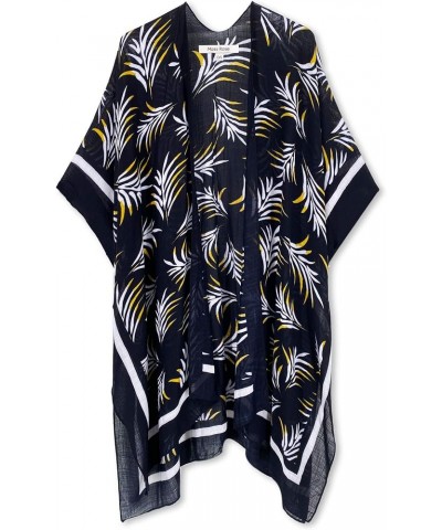 Women's Beach Cover up Swimsuit Kimono Cardigan with Bohemian Floral Print E Black Leaves $12.00 Swimsuits