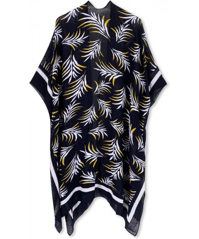 Women's Beach Cover up Swimsuit Kimono Cardigan with Bohemian Floral Print E Black Leaves $12.00 Swimsuits