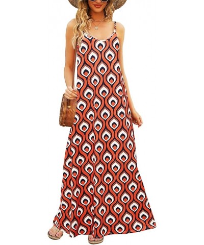 Women's Summer Maxi Dress Casual V-Neck Sleeveless Bohemian Spaghetti Strap Floral Long Maxi Dress with Pockets Multicolor Or...