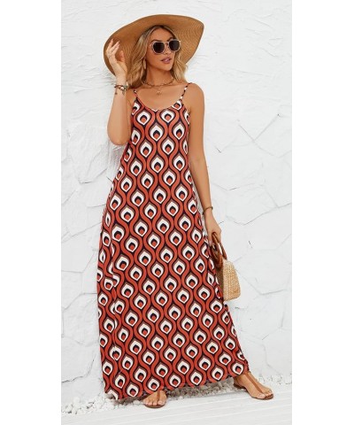 Women's Summer Maxi Dress Casual V-Neck Sleeveless Bohemian Spaghetti Strap Floral Long Maxi Dress with Pockets Multicolor Or...