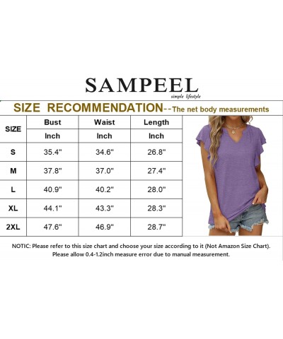 Women's T-Shirts Loose Fit Ruffle Tops for Women Short Sleeve Lavender M $7.79 T-Shirts