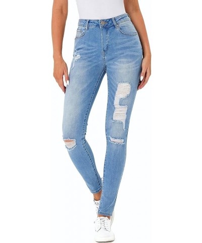 Women's Ripped Boyfriend Jeans Stretch Skinny Jean Trendy Distressed Straight Leg Jeans with Holes R2002 $21.00 Jeans