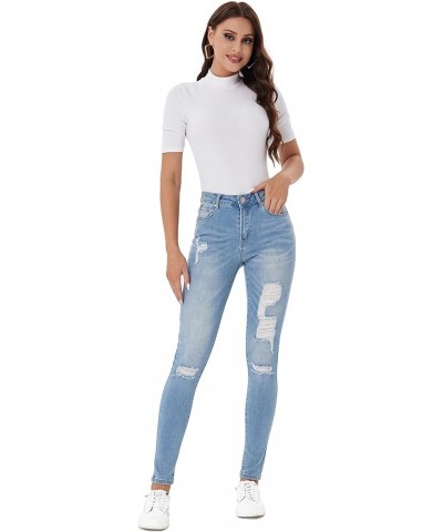 Women's Ripped Boyfriend Jeans Stretch Skinny Jean Trendy Distressed Straight Leg Jeans with Holes R2002 $21.00 Jeans