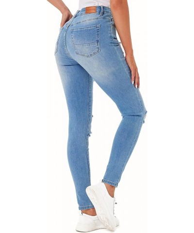 Women's Ripped Boyfriend Jeans Stretch Skinny Jean Trendy Distressed Straight Leg Jeans with Holes R2002 $21.00 Jeans