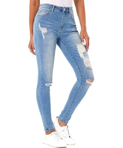 Women's Ripped Boyfriend Jeans Stretch Skinny Jean Trendy Distressed Straight Leg Jeans with Holes R2002 $21.00 Jeans