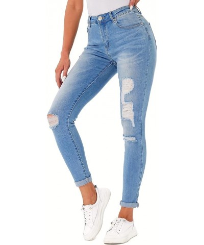 Women's Ripped Boyfriend Jeans Stretch Skinny Jean Trendy Distressed Straight Leg Jeans with Holes R2002 $21.00 Jeans