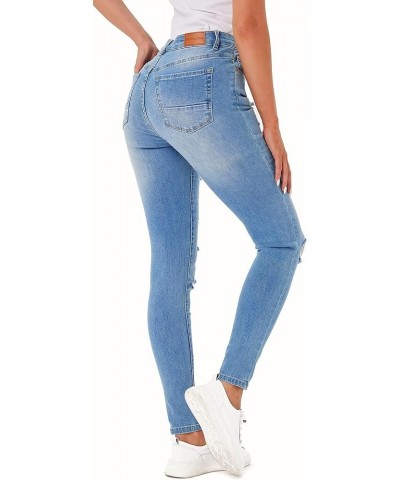 Women's Ripped Boyfriend Jeans Stretch Skinny Jean Trendy Distressed Straight Leg Jeans with Holes R2002 $21.00 Jeans