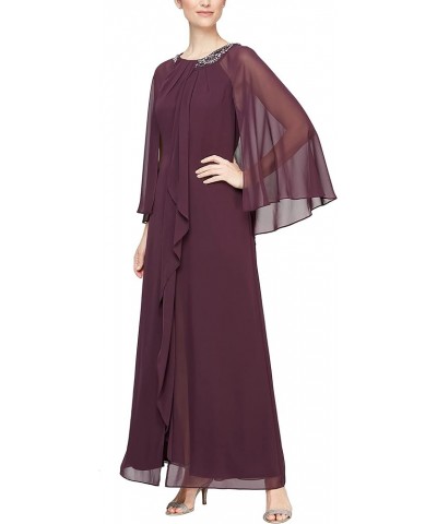 Women's Jewel Neck Drape Front Dress Aubergine $64.32 Dresses