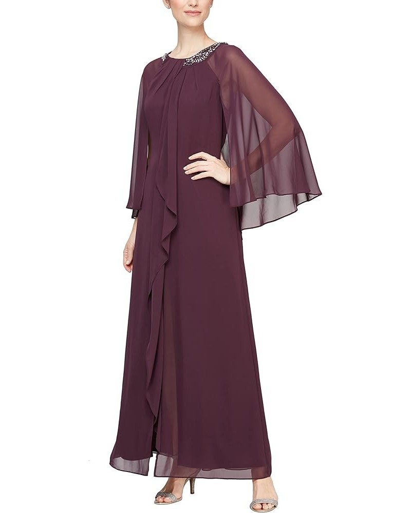 Women's Jewel Neck Drape Front Dress Aubergine $64.32 Dresses