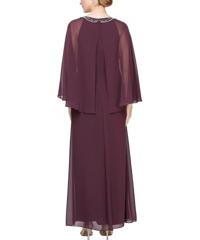 Women's Jewel Neck Drape Front Dress Aubergine $64.32 Dresses