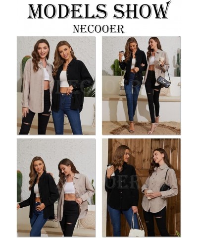 Womens Corduroy Shirts Button Down Long Sleeve Blouses Boyfriend Tops Oversized Jacket A-grey $14.96 Tops