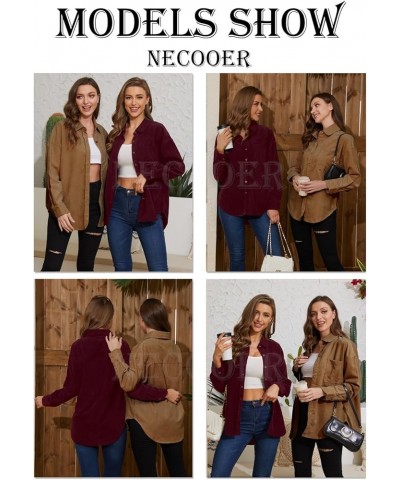 Womens Corduroy Shirts Button Down Long Sleeve Blouses Boyfriend Tops Oversized Jacket A-grey $14.96 Tops