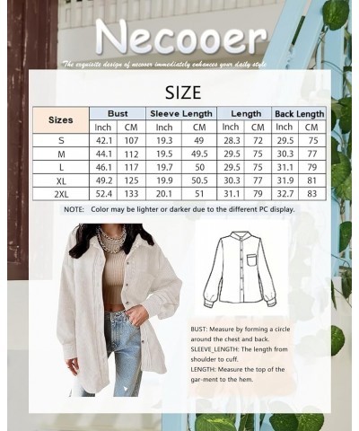 Womens Corduroy Shirts Button Down Long Sleeve Blouses Boyfriend Tops Oversized Jacket A-grey $14.96 Tops