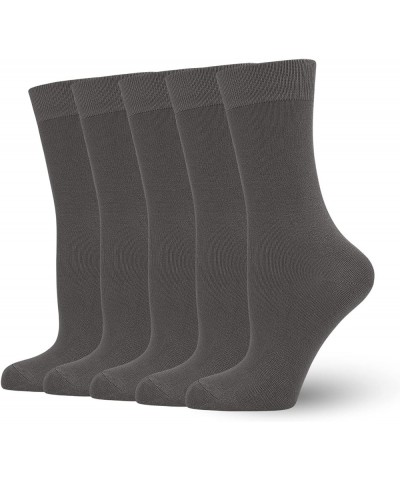 Women's Soft Thin Viscose Bamboo Crew Socks, Fit Stretchy Casual, Business, Dress Calf Sock 5 Pairs Dark Gray $9.20 Socks