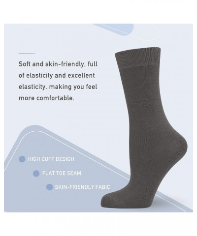 Women's Soft Thin Viscose Bamboo Crew Socks, Fit Stretchy Casual, Business, Dress Calf Sock 5 Pairs Dark Gray $9.20 Socks