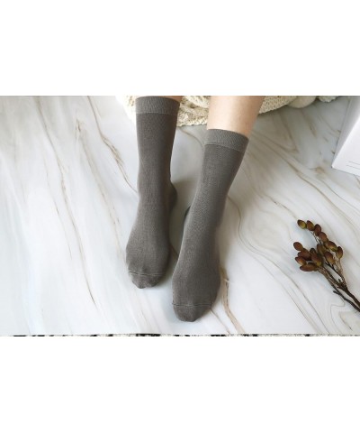 Women's Soft Thin Viscose Bamboo Crew Socks, Fit Stretchy Casual, Business, Dress Calf Sock 5 Pairs Dark Gray $9.20 Socks